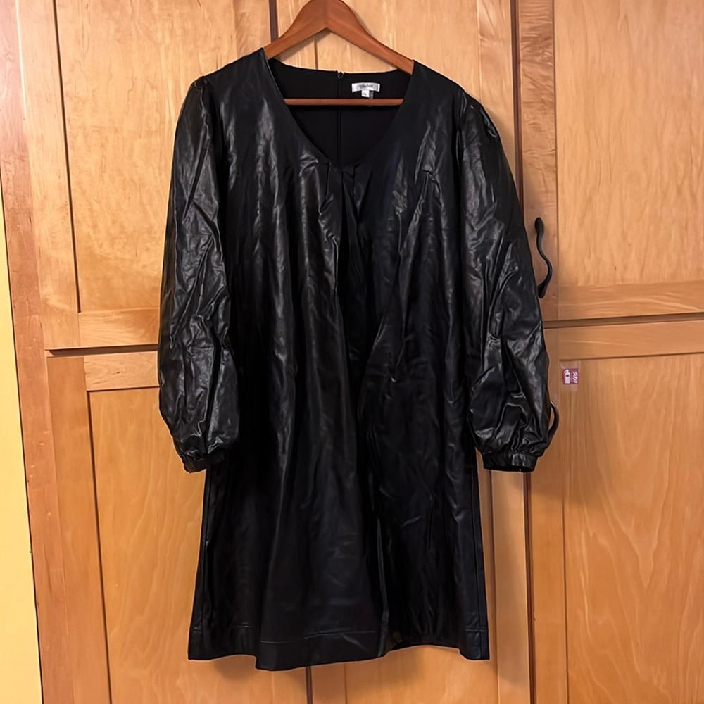 Tyler Boe vegan leather dress. Black, size larger